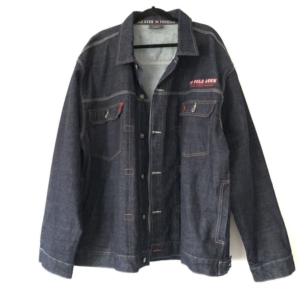 U.S. Polo Assn Men XXL Denim Jacket Button-Up Dark Wash Casual Outerwear